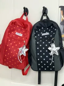 Mochila escolar estilo coreano lunares viaje portátil lindo colgante estrella