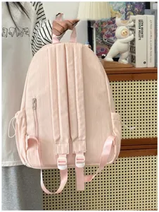 Zaino casual rosa in stile coreano per ragazze, grande borsa scolastica carina per studenti.