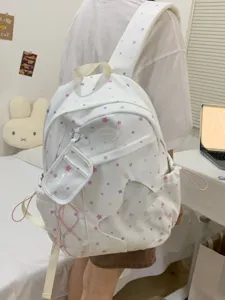 Zaino in tela con stampa di stelle carine per donne, borsa scolastica casual e zaino giornaliero.