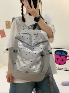 Korean Style Casual Nylon Backpack For Teen Students School Bag Multi Pocket Travel Daypack