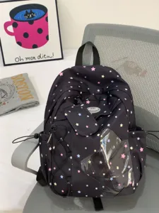 Zaino casual stile giapponese con stampa di stelle borsa in nylon per ragazze adolescenti e studenti