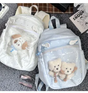 Clear transparent polka dot school backpack cute ita bag student casual daypack