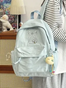 Zaino da studente in stile coreano con fiocco grande capacità borsa casual per ragazze