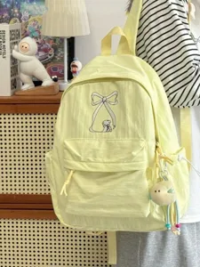 Zaino stile coreano fiocco carino zainetto per studenti grande formato giallo casuale nuovo