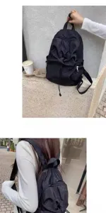 Korean style polka dot backpack casual fashion school bag for students black minimalist daily travel