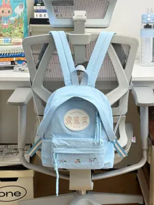 Mochila escolar japonesa texturizada con lindo parche de oso para niñas suave y casual