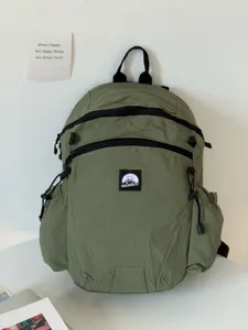 Sac à dos multifonctionnel vert grande capacité vue détaillée, sac d'école quotidien.