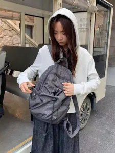 Korean style niche polka dot backpack for women casual college travel school bag lightweight daypack