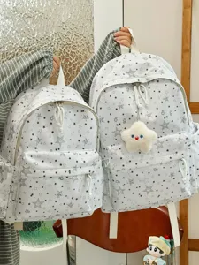 Grand Sac à Dos Scolaire en Nylon pour Adolescentes Filles Motif Étoile Léger Voyage Décontracté