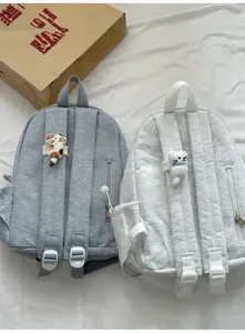 Zaino casual in stile coreano di grande capacità con ciondolo in peluche di gatto carino