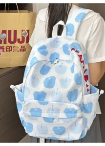 Zaino stile coreano con stampa mela carino studente leggero casual grande capacità borsa scuola