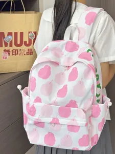 Zaino scolastico stile coreano con stampa di frutta carina per studenti, grande borsa casual in tela.