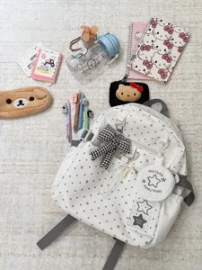 Zaino da studente bianco con stampa di stelle grande capacità stile coreano casual