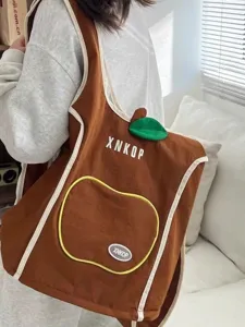 Mochila marrón estilo coreano manzana lindo versátil casual viajero gran capacidad