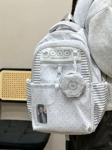 Korean style cute polka dot school backpack for teenage girls lightweight casual daypack