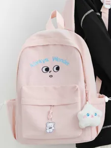 Korean pink cute cartoon school backpack for girls casual lightweight campus bookbag