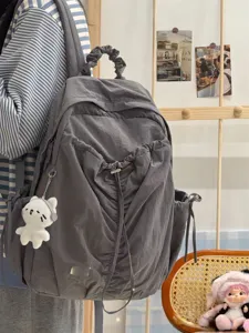 Korean style pleated casual backpack lightweight large capacity school travel bag for women