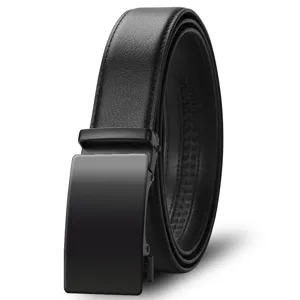 Herren Echtes Leder Automatische Schnalle Gürtel Business Casual Anzuggürtel Einfarbig Metallschleife Bund Für Herren