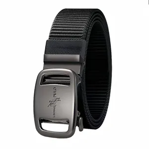 Herren schwarzer taktischer Nylon Gürtel mit Metall Automatik Schnalle Freizeit Outdoor Gurt