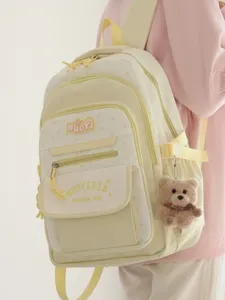 Zaino scolastico carino stile giapponese per studenti, zaino casual grande con ciondolo orsetto