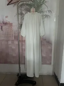 White long sleeve dress bohemian resort style maxi cover up beach dress casual loose