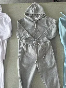Men casual grey tracksuit set with hoodie and sweatpants for daily wear autumn sportswear