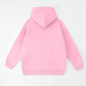 Pink hooded sweatshirt for women casual long sleeve fleece pullover solid color basic top