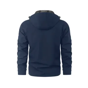 Men's solid color windproof hooded jacket, lightweight and breathable casual outdoor jacket.