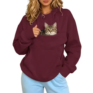 Comfortabele hoodie met kattenzakdesign, ideaal voor de herfst en winter in het dagelijks leven.