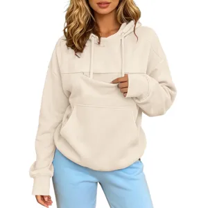 Comfortabele warme hoodie met handige huisdierenzak voor dames en heren, fijne wintertrui.