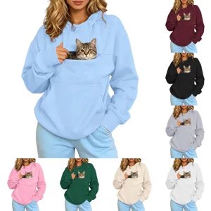 Unisex Huisdierzak Hoodie Warm Met Fleece Voering Lange Mouwen Pullover Met Grote Zak Effen Kleur Comfortabel Casual Top