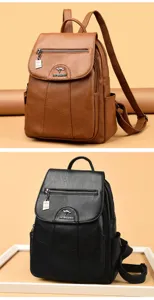 PU lederen casual dames rugzak, stijlvolle vintage schooltas en reizen dagelijks rugzak.