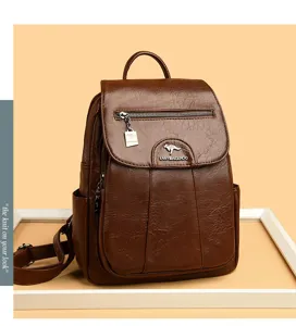 Vintage PU lederen dames rugzak casual mode studenten schooltas reisdagrugzak bruin