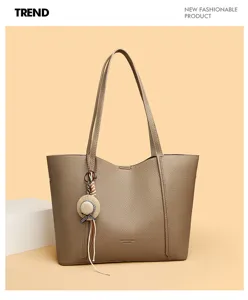 Vrouwen grote capaciteit lederen shopper tas stijlvolle schoudertas met hoed hanger casual