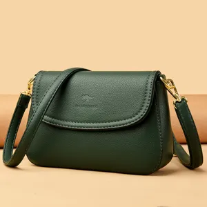 Grüne Umhängetasche für Damen, stilvolle PU-Leder kleine quadratische Handtasche für Alltag.
