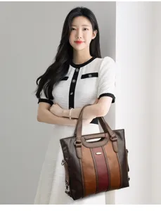 Stylish structured women handbag multi-color patchwork shoulder crossbody tote bag daily use
