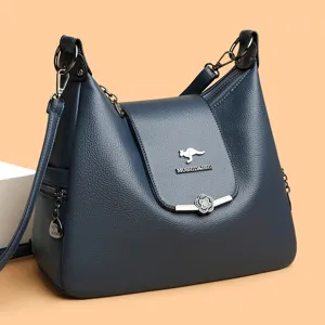 Vrouwen zacht leer schoudertas meervlags grote capaciteit crossbody tas dagelijks