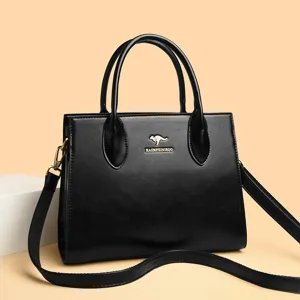 Bolso Tote Vintage de Cuero PU para Mujer Gran Capacidad Moda Hombro Bandolera con Logo de Canguro Para Uso Diario