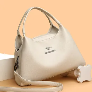Stijlvolle beige vrouwen lederen handtas schoudertas shopper grote capaciteit hoofdzaak