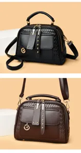 Stijlvolle geweven lederen damestas modieuze schoudertas casual crossbody tas schelp model