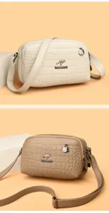 Dames Zachte Leren Schoudertas Krokodillenpatroon Casual Crossbody Tas Praktische Handtas
