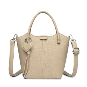 Vrouwen Herfst Retro Lederen Emmer Handtas Mode Casual Schouder Crossbody Tas Beige