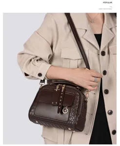 Chique geweven lederen handtas, stijlvolle crossbody schoudertas voor dames mode nieuw.