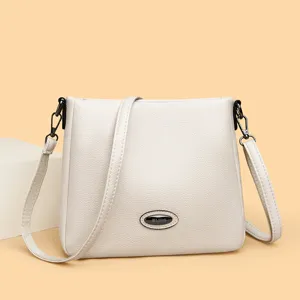 Damen lässige einfarbige Umhängetasche große Kapazität einfache Crossbody Tasche Alltag Mode