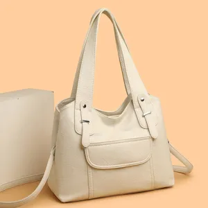 Grote zachte lederen tote tas voor dames, stijlvolle casual schoudertas handtas voor dagelijks gebruik.