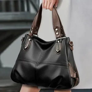 Damen Retro Litschi-Muster Große Kapazität Tote Bag Vintage PU Leder Umhängetasche Vielseitige Achsel Handtasche Für Arbeit Reisen