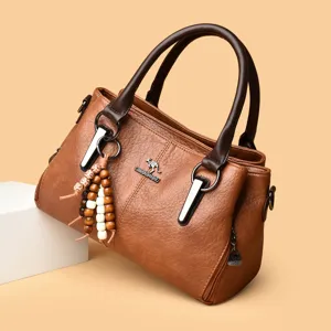 Retro bruine lederen handtas voor vrouwen grote capaciteit schoudertas stijlvolle casual tote bag