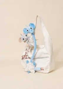 Long neck plush animal toy doll, cute beanbag stuffed creature with hanging design.