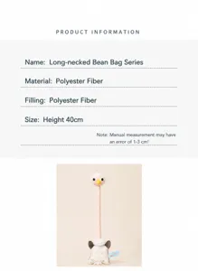 Cute long neck animal plush toy beanbag doll abstract funny stuffed toy bag pendant detail.