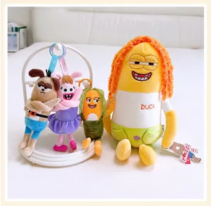 Set di peluche stravaganti con bambole divertenti e ciondoli di anatra in tessuto morbido per decoro.